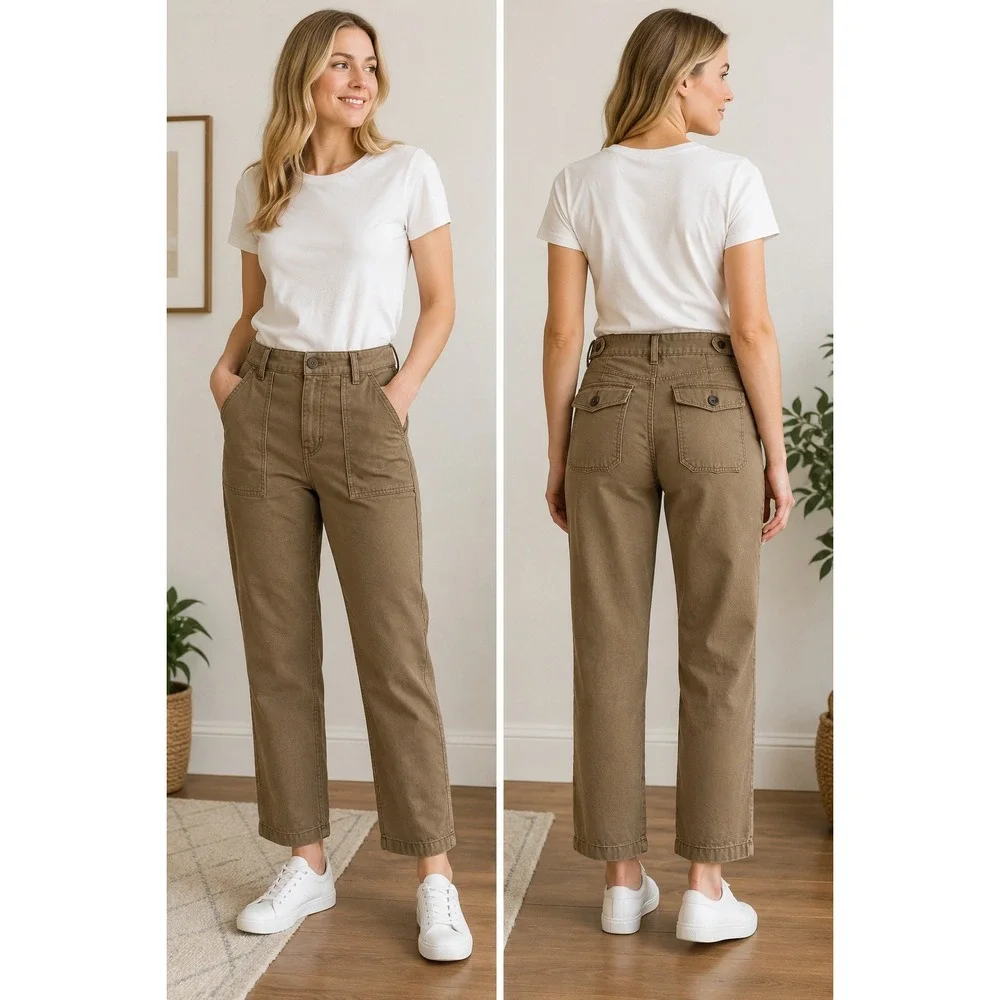 La Vie Rebecca Taylor Utility Cargo Pants 28 Brown High Rise Straight‎ Gorpcore